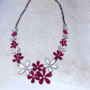 Gorgeous Red and White Floral Necklace